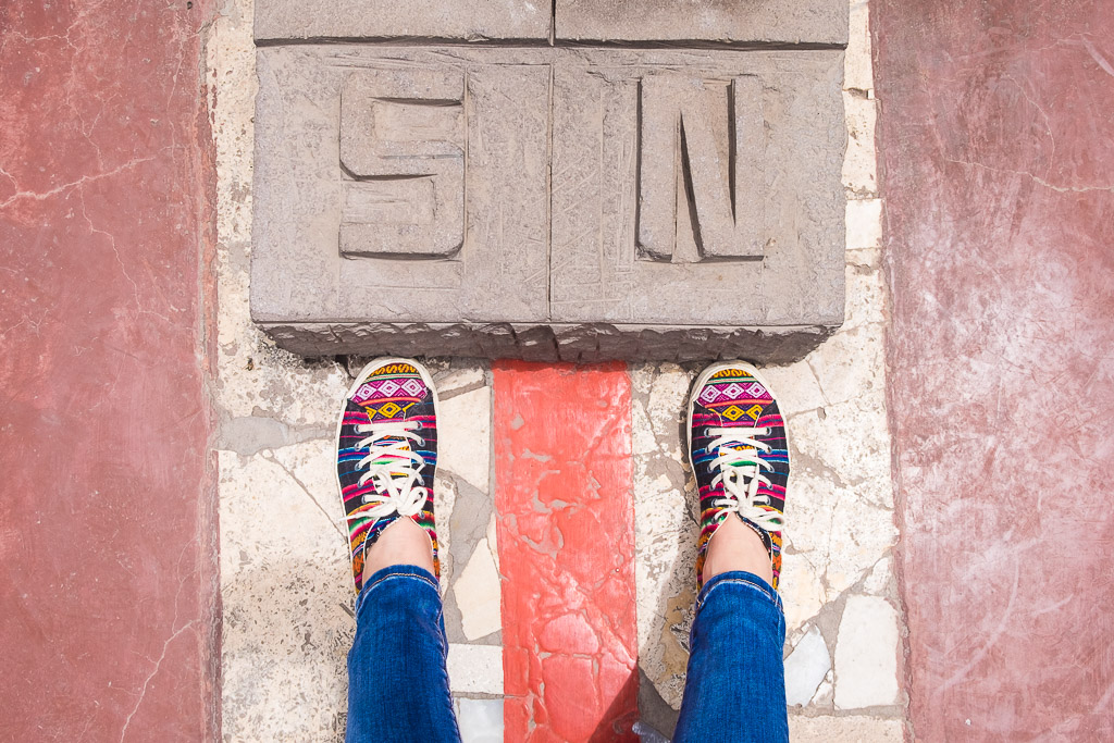 Ecuador vacation - straddling the Equator line.